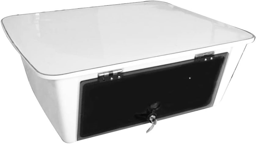 Dolphin T Tops Overhead Marine Electronics E Box ✮ Fishing Boat Tower Center Console Ebox, Fiberglass, Locking Smoked Glass, Stereo Radio Head Storage, Water Resistant, 25"x23"x10" (Without Clamps)