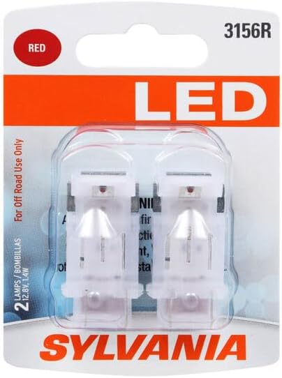 SYLVANIA - Mini bombilla LED roja 3156 - Bombilla LED brillante ideal para luces de parada y traseras contiene 2 bombillas