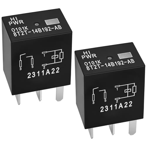 Relay 8T2T-14B192-AB (Set of 2), 12VDC 4 Pins Plug-in Automotive Relay - Reliable OEM Replacement, Compatible for Select Ford Vehicles