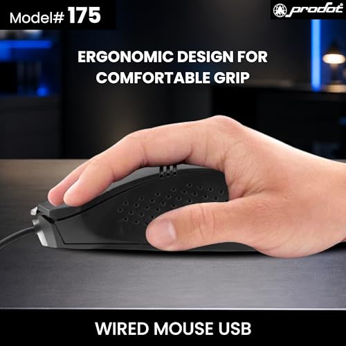Image of ProDot 253s USB Wired Optical Mouse for Laptop /Desktop | Ergonomic Design | High Precision | Plug & Play | Durable Long Cable