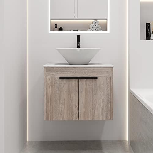 Amazon.com: SSLine 24" Bathroom Vanity with Bowl Sink Wall Mount Small ...
