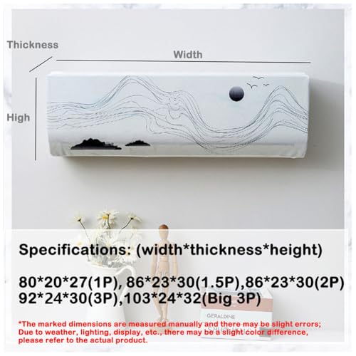 Miniatura 2 de Hiseng Cubierta De Aire Acondicionado Montada En La Pared, Cubiertas Antipolvo Funda Para Aire Acondicionado Interior, Todo Incluido Protector De Polvo Lavable 80 20 27 1p ,Mármol Gris