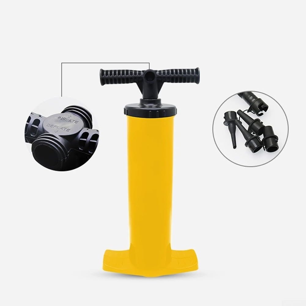Pompe à air manuelle de 4 L, débit de 4 L pour gonflable, tente gonflable bidirectionnelle jaune de 4 L