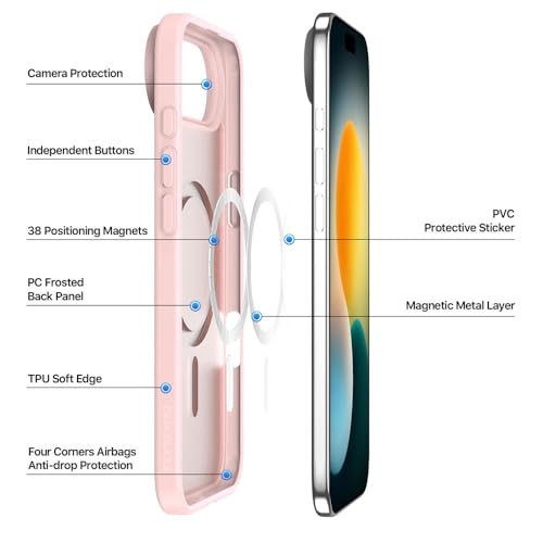 Image of VONZEE Back Cover Case Compatible with iPhone 17 Air Case Luxury Retro Flowers Floral Clear for Magnetic Wireless Charging Case Shockproof PC+TPU Cute Glossy Shiny Cover for Girls Women, 6.6'' Pink