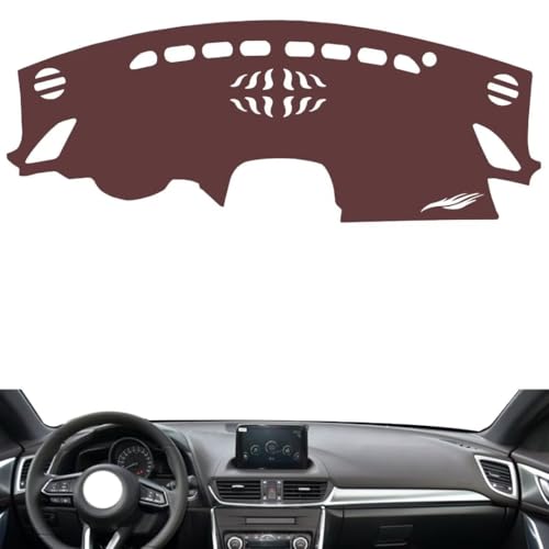 Anti-Slip Sun-Proof Dashboard Cover Compatible with Mazda CX-4 （NO HUD）, Premium Leather (Brown)