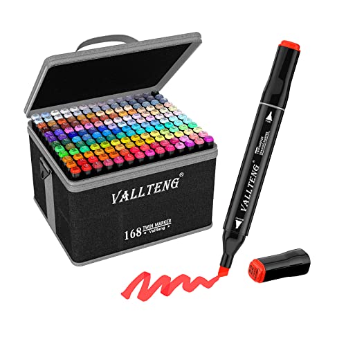 168 Farben Twin Marker Set, 1 Sekunde Schnell Trocknende Alkohol Permanenter Filzstifte, Manga Stifte Perfekt für Zeichnungen, Entwürfe, Scrapbooking