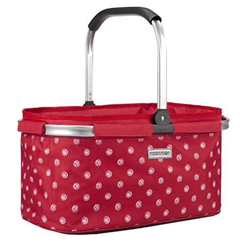 anndora Einkaufskorb 22 Liter Picknickkorb - rot weiß gepunktet