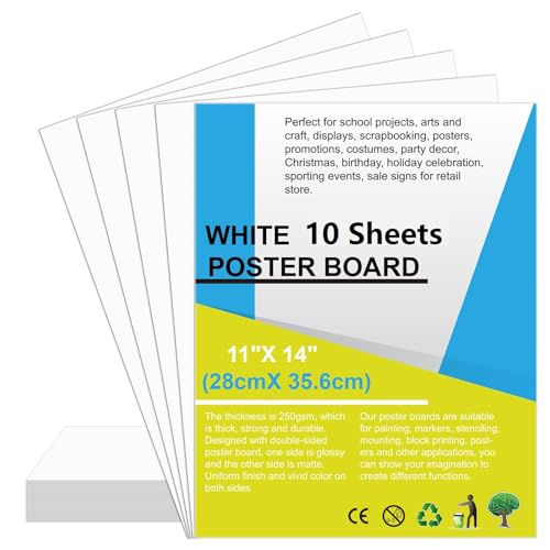 10pcs poster board white poster paper bulk 1134 x 1434 rookea 250gsm thickness vision boards smart poster board for school arts craft projects presentations drawing scrapbooking blank graphic display