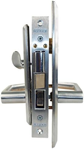 Marks Metro 116A Satin Chrome US26D Entry Right Handed Thru-Bolted Mortise Lockset with Angled Lever Escutcheon Plates