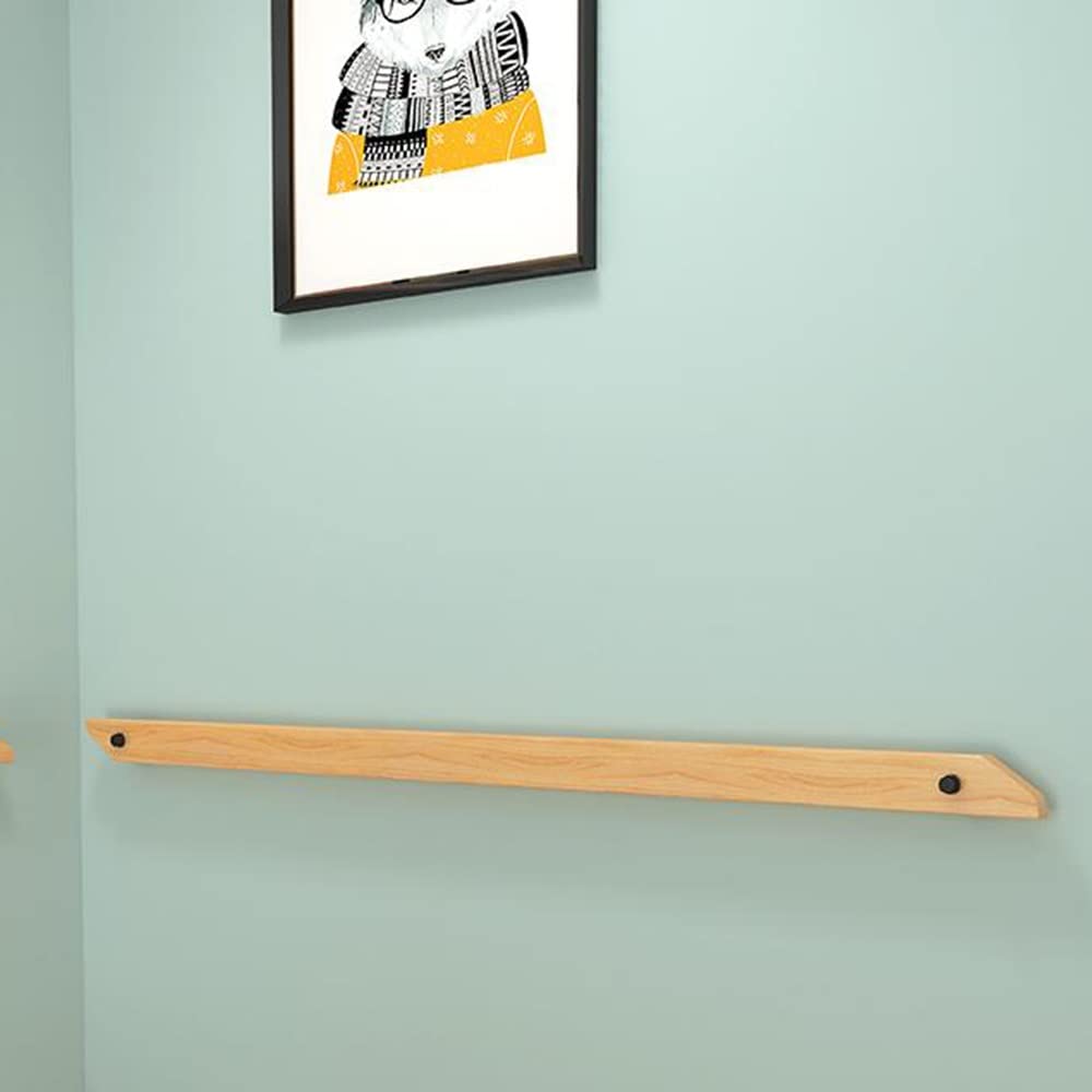 LWJSOCP Anti-Slip Solid Wood Staircase Handrail – Barrier-Free Safety Railing for Indoor Stairs Wall-Mounted Banister Grab Bar 3.3ft (Wood Color)