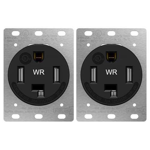 LIDER 30 Amp Flush Dryer Receptacle, NEMA 14-30R, UL Listed, Nylon, 2-Pack