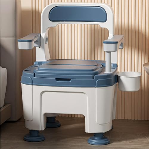 Commode Toilet Chair Mobile Portable Adult Toilets Bedside Commode Seat with Handles Sturdy Support-Slip Resistant Bedside Toilet Chair Potty for Seniors Disabilities Elderly,A