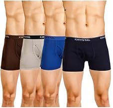 Crystal Men's Combed Cotton Solid FMO Trunk with Supersoft Waistband | Pack of 4 | Assorted