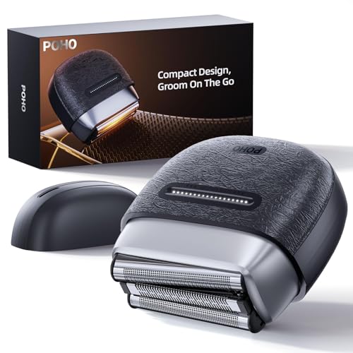 Mini Rasierer Herren Elektrisch | Elektrorasierer | Doppelte Schwebende Klingen Für Gründliche & Sanfte Rasur | USB-C Ladestation | Wasserdicht (Schwarz, SS200)