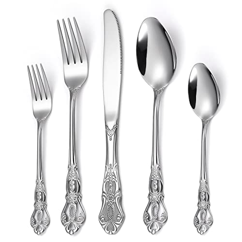 Gorgeous Retro Royal Silverware Set For 8,OIULO 18/0 Stainless Steel