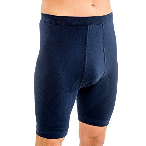 HERMKO 3980 Calzoncillos para Hombre hasta la Rodilla con Abertura y Cintura Suave, Calzoncillos de Tiro Alto, 100% algodón, Größe Herren:8 (XXL), Farbe:Azul Marino Cover