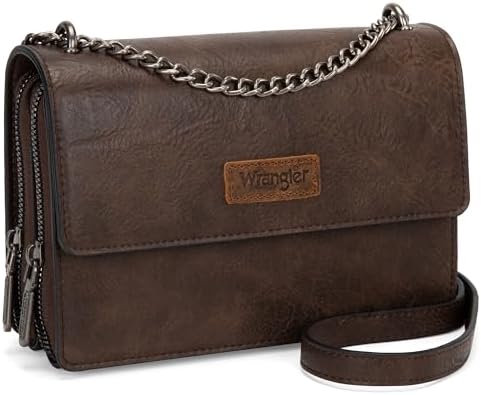 Wrangler CrossBody Purse for Women Western Small Clutch Wallet Trendy Shoulder Bag with Chain Strap Gift WG149-236CF