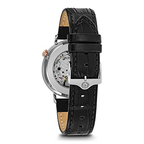 Image of Bulova Men's Classic Aerojet 3-Hand Automatic Leather Strap Watch, Open Aperture, 40-Hour Power Reserve, Double Curved Mineral Crystal, 41mm