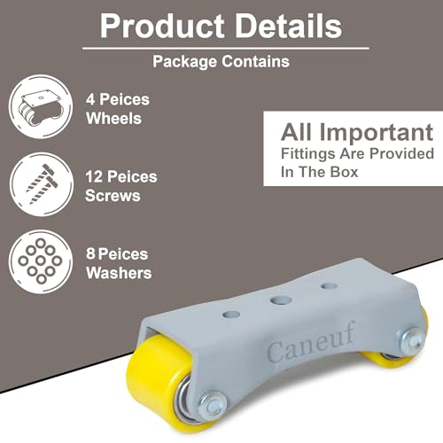 Image of Heavy Single Wheel Fixed Furniture Castor Wheels with Bearing, Flat Roller Wheels for Drawer, Sofa, Bed & Table, 350-450 kg Load Capacity (35mm, Set of 4)