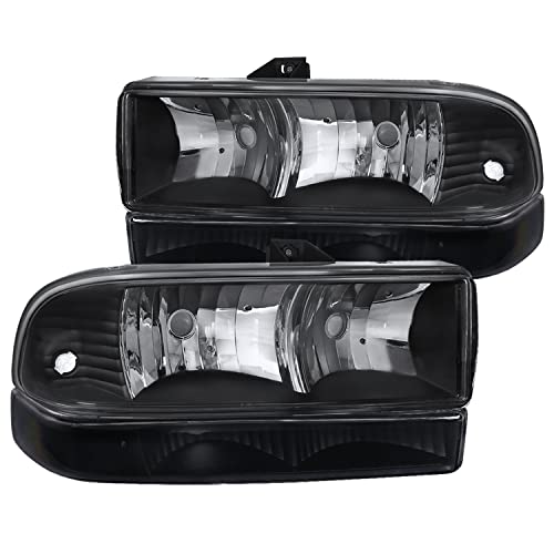 Spec-D Tuning Black Crystal Headlights + Clear Bumper Corner Lamps Compatible with Chevy S10 Pickup 1998-2004, Blazer, L+R Pair Assembly Spec-D Tuning Black Crystal Headlights + Clear Bumper Corner Lamps Compatible with Chevy S10 Pickup 1998-2004, Blazer, L+R Pair Assembly