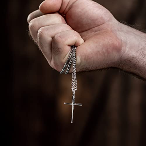 Shields of Strength Men's Stainless Steel Baseball Bat Cross Necklace-Psalm 56:34