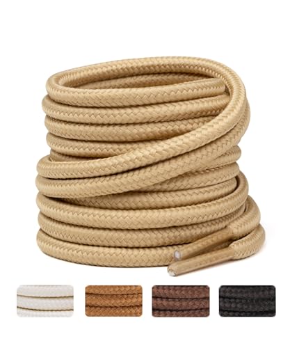 Image of Handshop 2 Pairs Round Boots Shoelaces, Heavy Duty Outdoor Shoe Laces | Replacement Shoestrings for Hiking, Running, Sporting Shoes and Work boots, Sturdy and Robust, 28 Colors, 30-63 inch Length
