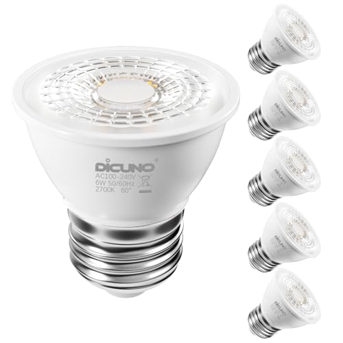 DiCUNO PAR16 LED Bulb 60W Equivalent, 660LM, 2700K Warm White, 6-Pack
