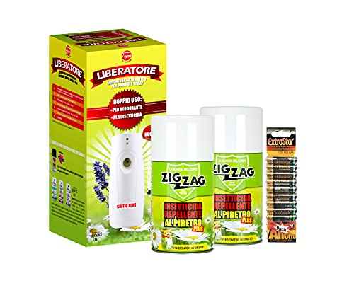  ZIG ZAG Set 1 DIFFUSORE + 2 RICARICHE INSETTICIDA 250ML + BATTERIE