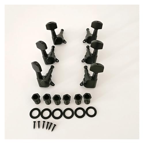 Juego de 6 afinadores para guitarra acústica 3 izquierdo 3 derecho negro miniatura 2