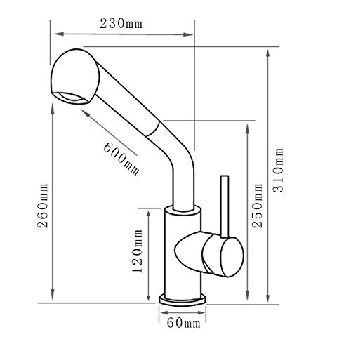 Robinet à traction en acier inoxydable rotatif télescopique évier de cuisine