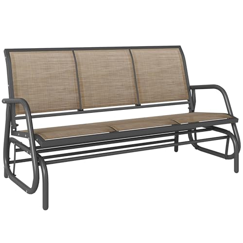 Outsunny 3-Person Patio Glider Bench, Outdoor Porch Glider Swing with