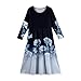 Teen Girls Floral Maxi Dress Long Sleeve Soft Casual Princess Gown Elegant Flower Print Fall Party Outfits with Pockets Girls Fashion (3-Navy,13-14 Years)