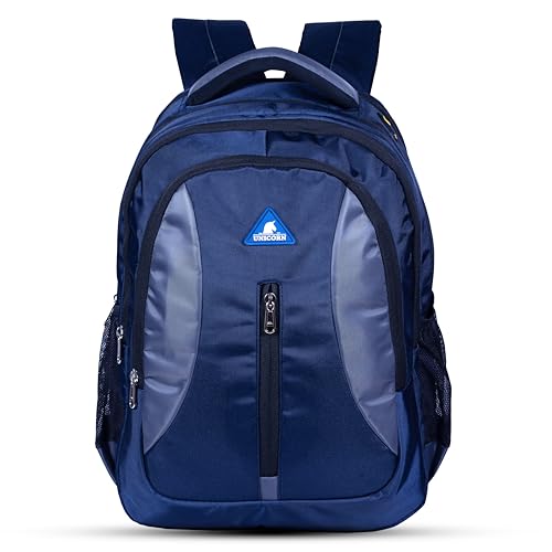 UNICORN 40L Water Resistant Trendy Travelling Casual Business Unisex Laptop Backpack with 4 Large Compartments and Rain Cover | Navy Blue & Grey (B0CJRNPFLR) Amazon Price History, Amazon Price Tracker
