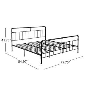 Christopher knight home sally king size iron bed frame minimal industrial flat black  urban country home decor
