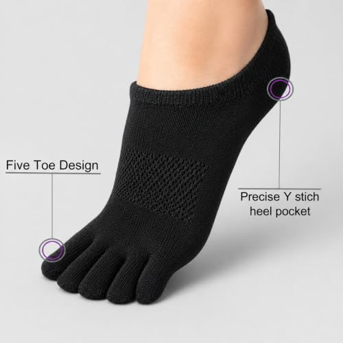 Image of Soxsense No Show Toe Socks Premium Cotton for Women, Align Toes Five Finger Liner Low Cut Thin Socks for Bunion, (4 Pairs)