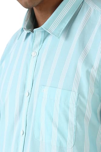 Image of Peter England Men Cotton Slim Fit Stripe Shirt