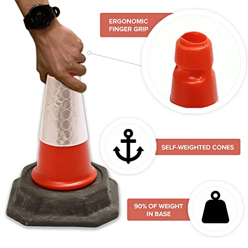 Street Solutions 6 Pack Traffic Safety Cones 18'' Inches With Reflective Collars, Unbreakable Pvc Orange Construction Cone For Traffic Control, Driveway Road Parking (Orange) #TOP6