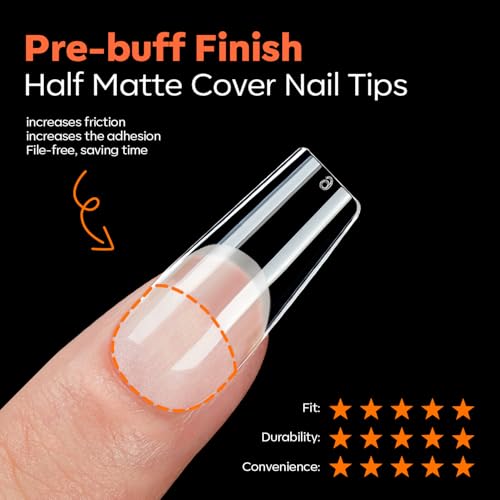 Image of Modelones Medium Square Nail Tips Pre-shaped Soft Gel Fake Nails False Full