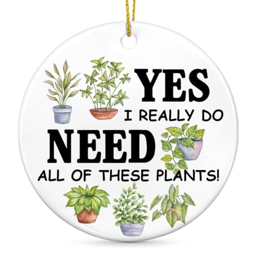 Christmas Ornament for Plant Lovers - Bonsai Ceramic Ornament, Themed Gifts for Women Girls - 'Yes I...