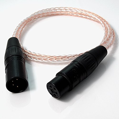GAGACOCC DIY 4.5m (15 feet) 4-pin XLR Male to 4-pin XLR Female Balanced 4+4 Litz Braid 5n Pcocc Hybrid Silver Plated Cable Audio Connection Headphone Extension Cable