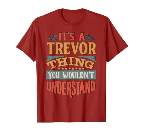 Trevor Name T-Shirt, Men, Cranberry Red, Small