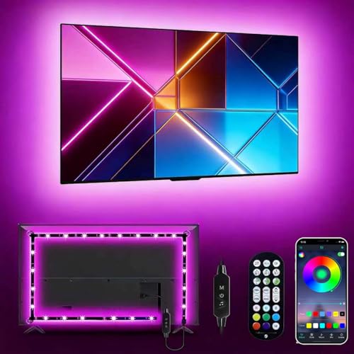 Daymeet LED Lights RGB Backlight, 16.4ft Strip for 65-85 inch TV Behind, Music Sync USB Bluetooth...