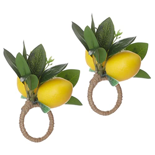 Didiseaon 2pcs Lemon Napkin Ring Fruit Napkin Holder Tropical Serviette Rings for Fruit Theme Birthday Wedding Party Decorations Style 1