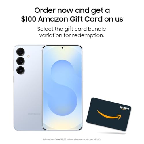 SAMSUNG Galaxy S25 Cell Phone + $100 Amazon Gift Card, 128GB AI S...