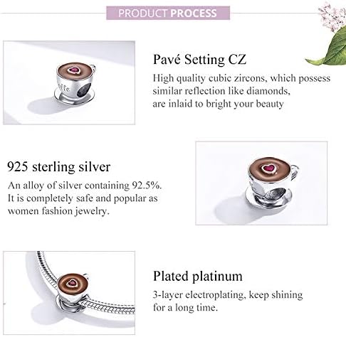 925 Sterling Silver Charms Red Wine Glass Cup Dangle Letter Bead for Bracelet Charms (I Love Coffee Charm) - Image 4