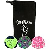 DIRTBAG All Star Footbag 3 Pack with Pouch, 100% Handmade, Premium Quality, Bright Vivid Colors, Signature Carry Bag - Fluorescent Yellow/Black