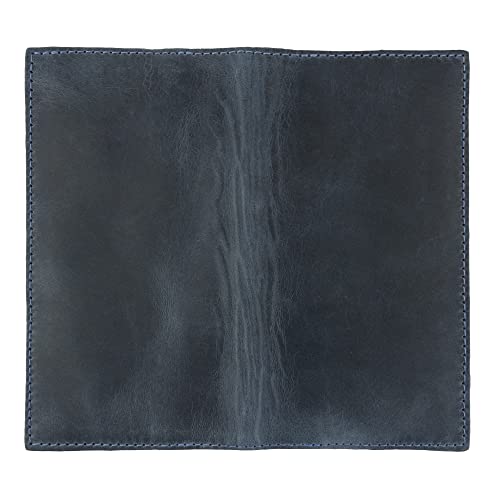 Image of Hide & Drink, Checkbook Cover, Minimalist Organizer for Personal or Business Finances, Bill Holder, Full Grain Leather, Handmade, Slate Blue