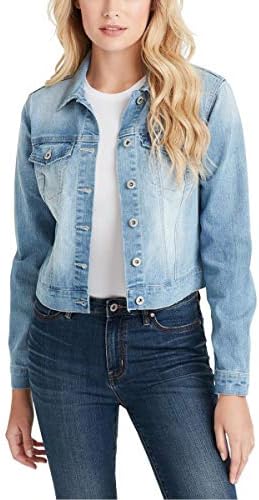 Jessica Simpson Women's Pixie Classic Feminine Fit Crop Jean Jacket, Maude, Medium