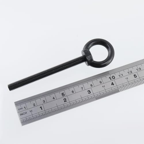 Image of Antrader Lifting Shoulder Eye Bolts,M8 x 80mm,Stainless Steel,Black,6 Sets | Machinery Shoulder Lifting Eye Bolt with Lock Nuts,Lock Washers,Flat Washers