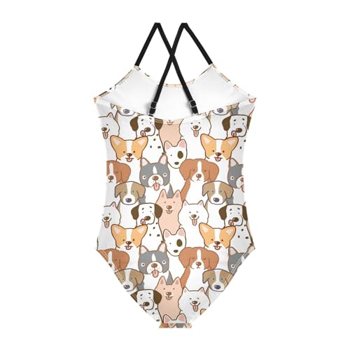 Dog Puppy Girls One Piece Swimsuits Sport Halter Swimwear Beach Bathing Suit 5-6T2